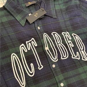 OVO Green and Navy Plaid Button Down Shirt